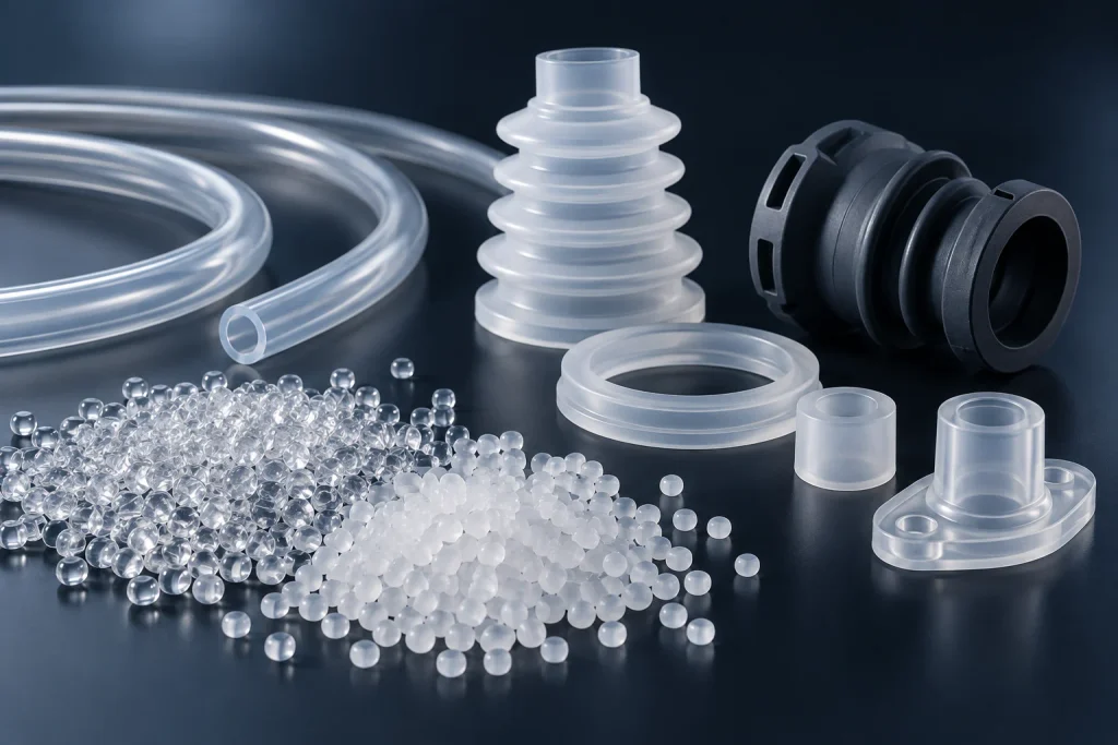 Elastomer tubing, seals, gaskets and flexible polymer components for industrial applications.