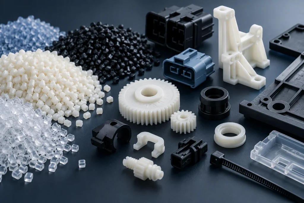 Engineering plastic connectors, gears and molded components for automotive and industrial applications.